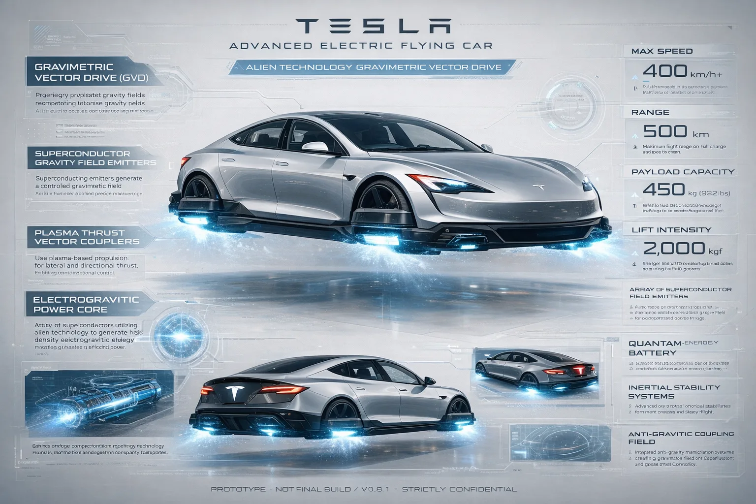 Tesla Advanced Electric Flying Car Concept Overview