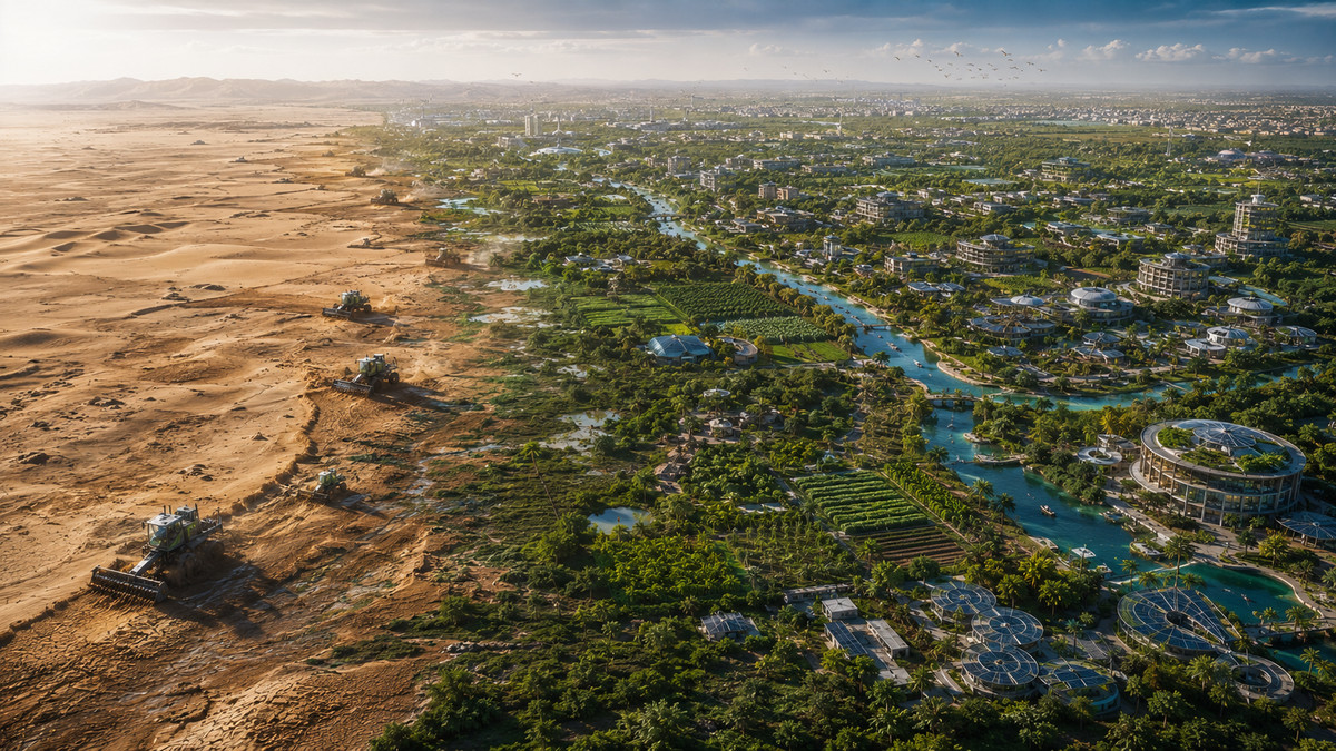 Terraforming Deserts into Green Cities